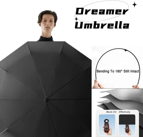 Miniatura 4 de erised's bifrost Paraguas de golf compacto plegable extra grande a prueba de viento de 54 pulgadas de apertura y cierre automático, sombrilla
