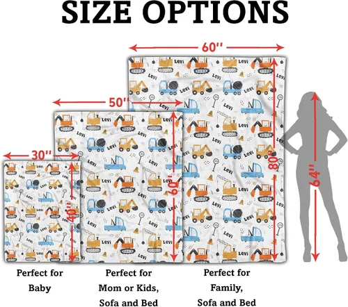 Miniatura 4 de Arteaga Mantas de bebé personalizadas para niños, manta de bebé de vehículos de construcción personalizada, 100% poliéster, edredón, azul, 30 x 40