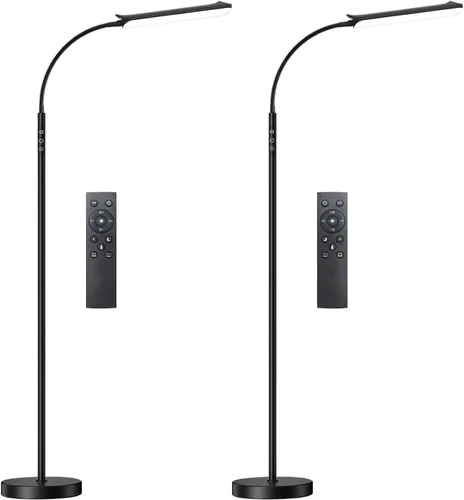 Yikuneng Lámpara de pie LED regulable, lámparas de lectura superbrillantes, lámpara de pie con control remoto y táctil, atenuación continua y