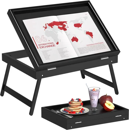 Miniatura 9 de Bandeja de cama para desayuno, bandeja de comida con patas plegables, bandeja de cocina para escritorios de regazo, portátil, computadora, sofá
