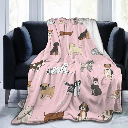 Miniatura 7 de Perinsto Manta de Tiro de Cachorros Perros Animales Lindos Ultra Suave Cálida Todas las Estaciones Mascotas de Dibujos Animados Mantas Decorativas