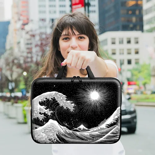 Miniatura 7 de Funda para laptop con asa de 10 pulgadas, impermeable, diseño de onda, compatible con MacBook Air, Pro, HP, Dell, Lenovo, ASUS