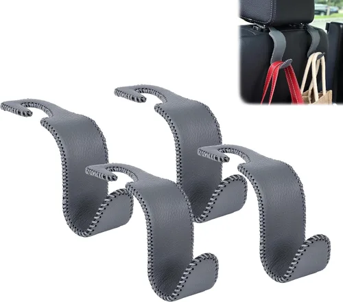 Miniatura 19 de Amooca - Gancho para reposacabezas de asiento de coche, organizador de almacenamiento universal para bolso de mano, abrigo, cuero con metal