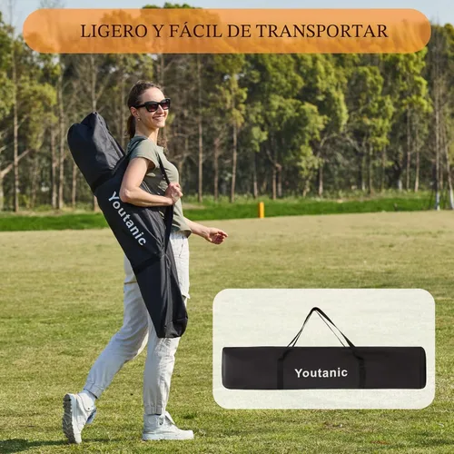 Miniatura 7 de Youtanic Silla mecedora plegable de gran tamaño, silla mecedora portátil acolchada con bolsillos, portavasos y bolsa de transporte, silla de patio