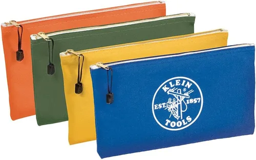 Klein Tools 5140 Bolsa de lona con cremallera, bolsa de herramientas, bolsa utilitaria de depósito bancario, 12.5 x 7 pulgadas, color Amarillo