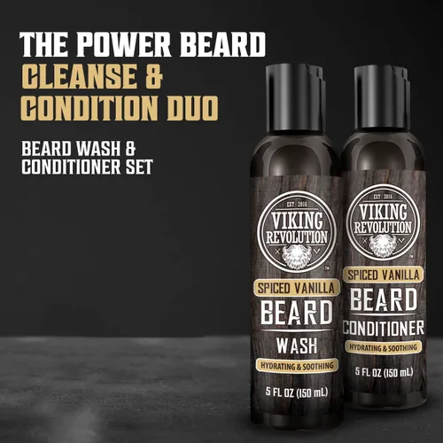 Miniatura 2 de Viking Revolution Lavado de Barba y Acondicionador de Barba para Hombres con Aceite de Argán y Aceite de Jojoba - Suavizante y Fortalecedor de Barba