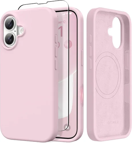 Miniatura 92 de GONEZ Funda de silicona para iPhone 14 Pro Max, compatible con MagSafe, con protector de pantalla + protector de lente de cámara, silicona líquida a