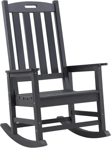Miniatura 14 de Psilvam Mecedora de gran tamaño para exteriores, con asiento de 21 pulgadas de ancho y respaldo de 32 pulgadas de alto, premontada con la mayoría