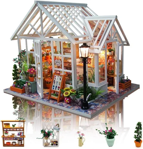GuDoQi Kit de casa de muñecas en miniatura, kit de casa pequeña con música, kit de casa en miniatura a escala 1:24, gran regalo de manualidades