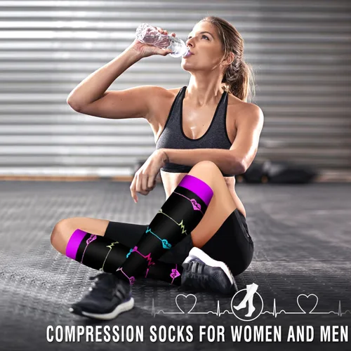 Miniatura 2 de Bluemaple Paquete de 6 calcetines de compresión de cobre para mujeres y hombres, el mejor apoyo para médicos, correr, enfermería, atletismo