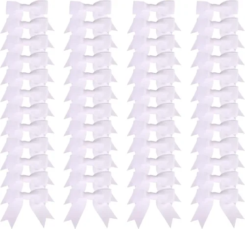 Miniatura 52 de Meseey 50 lazos de grogrén de 3 pulgadas, color gris plateado, preatados, para bolsas de golosinas, cesta de envoltura de regalo, boda, baby shower