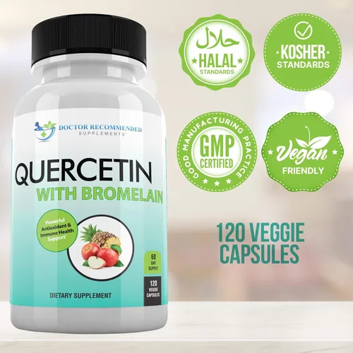 Miniatura 5 de DOCTOR RECOMMENDED SUPPLEMENTS Quercetina 800 mg con bromelina 165 mg por porción, 120 cápsulas vegetarianas, suministro completo para 60 días