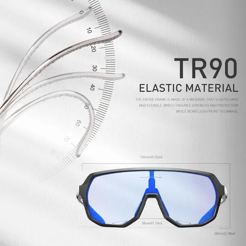 Miniatura 5 de KAPVOE Gafas de ciclismo fotocromáticas para hombres y mujeres, gafas de sol de bicicleta de montaña, gafas deportivas con protección UV Azul Negro