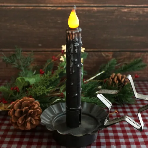 Miniatura 3 de CVHOMEDECO. Velas de cera real sumergidas a mano, funciona con pilas, temporizador, velas cónicas sin llama primitivas del país, 6-3/4 pulgadas