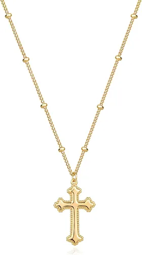 Miniatura 122 de Fettero - Collar con dije de cruz de fe, chapado en oro de 14 K, cadena fina, minimalista, simple, pequeña, para oración, regalo de joyería religiosa