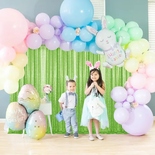 Miniatura 4 de 2 paneles de cortinas de fondo de lentejuelas verdes de 8 pies, cortinas de fondo de fotografía con purpurina para decoración de Navidad, boda