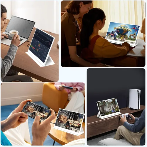 Miniatura 4 de QAF Monitor portátil para laptop, 15.6 pulgadas FHD 1080P USB-C HDMI 100% sRGB HDR pantalla IPS, ultradelgado de viaje segunda pantalla compatible