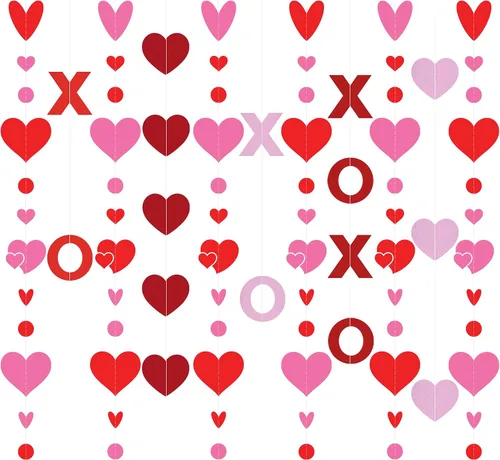 KatchOn, XOXO - Guirnalda para el día de San Valentín, 6 cuerdas, sin bricolaje, guirnalda rosa y roja para el día de San Valentín, paquete de 8,