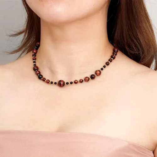 Miniatura 2 de Jewever Collares de hilo de cuentas de ojo de tigre para mujeres y hombres, collar de cristales curativos de Reiki y collar de cuentas de piedras