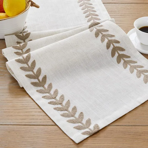 Miniatura 9 de Camino de mesa bordado de estilo rústico, 13 x 36 pulgadas, caminos de mesa irregulares de hojas de sauce de 36 pulgadas de largo para decoración