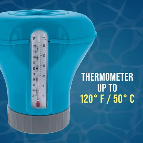 Miniatura 4 de U.S. Pool Supply Dispensador flotante de cloro para piscina con termómetro – Clorador flotante de 8 pulgadas de diámetro, gran capacidad