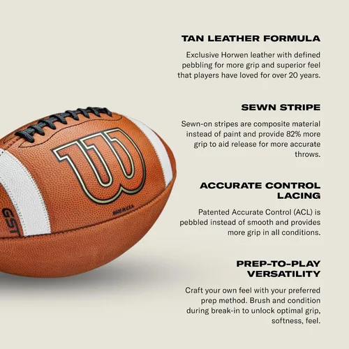 Miniatura 5 de Wilson GST NCAA Leather Juego de fútbol, Neutral
