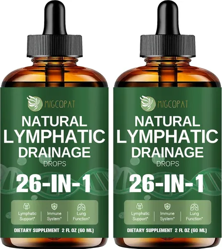 Miniatura 11 de Migcopat Gotas liposomales de drenaje linfático 26 en 1, con equinácea, cúrcuma, saúco, diente de león, vitaminas y verbascum para pulmones, sistema