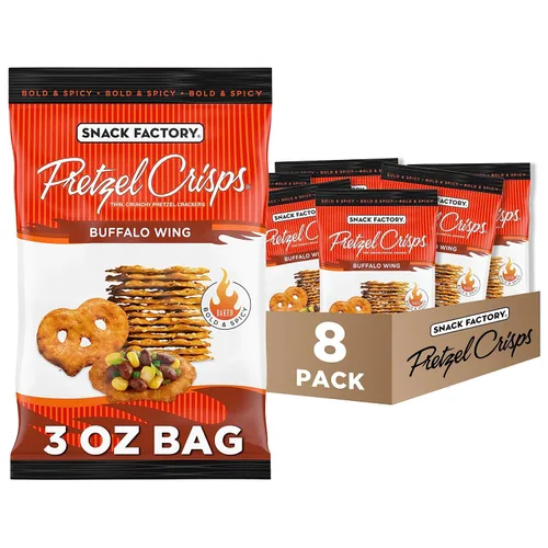Miniatura 11 de Papas fritas de pretzel Buffalo Wing de Snack Factory, sin OGM, bolsa resellable de 7.2 onzas