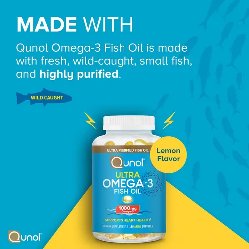 Miniatura 7 de Qunol Mini cápsulas blandas Omega 3 de aceite de pescado, 1000 mg Omega 3 EPA + DHA, suplementos ultra puros, apoyo para la salud cardíaca, sabor a