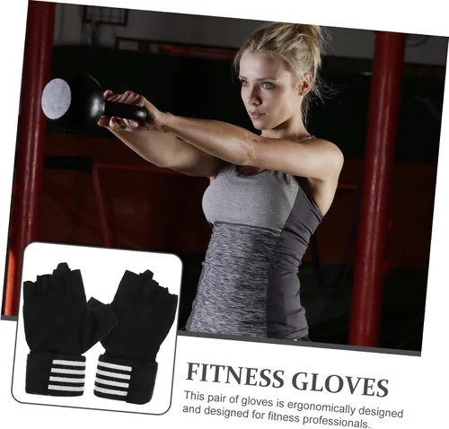 Miniatura 3 de TOYANDONA Guantes de gimnasio antideslizantes de medio dedo para levantamiento de pesas y fitness al aire libre, guantes de ejercicio transpirables