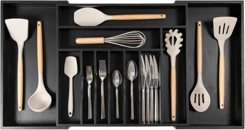 KitchenEdge Organizador Premium de Cubiertos, Vajilla y Utensilios para Cajones de Cocina, Grado Contractual Apto para Alimentos, Expandible de 18 a