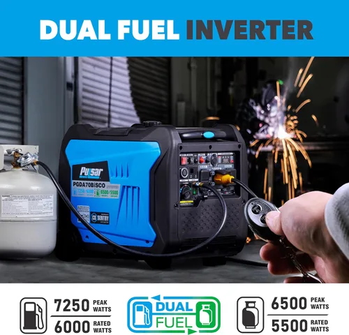 Miniatura 8 de Pulsar, generador inversor de 7,250 vatios de combustible dual sumamente silencioso con arranque remoto