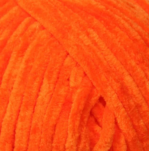 Miniatura 2 de Estako Manta de felpilla de terciopelo amigurumi para tejer y tejer, súper voluminosa, 3.53 oz (132 yardas) (1710 - naranja)