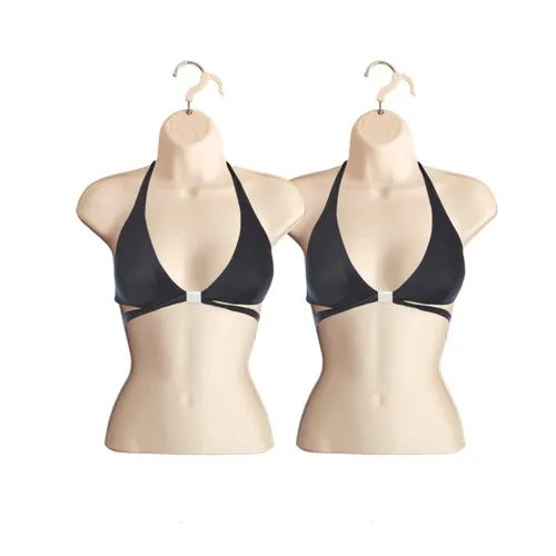 Miniatura 18 de Maniquí femenino con espalda hueca y cuerpo apilable con ganchos para colgar para exhibición de camisetas, encimera, ferias de manualidades, fotos