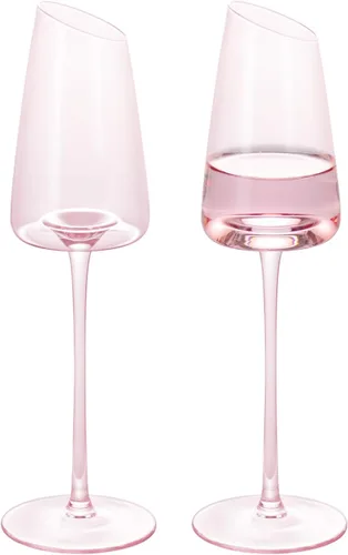 Miniatura 24 de KAMMAK Juego de 2 copas de vino de 11.49 onzas, de cristal soplado a mano, borde fino y tallo largo, perfectas para rojo y blanco, uso diario