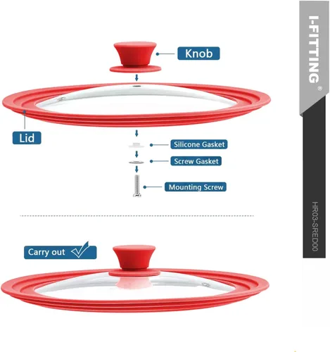 Miniatura 7 de HR Huare Technology - Tapa universal para olla, sartén, sartén para utensilios de cocina de 11 pulgadas, 12.5 pulgadas, tapa de silicona apta