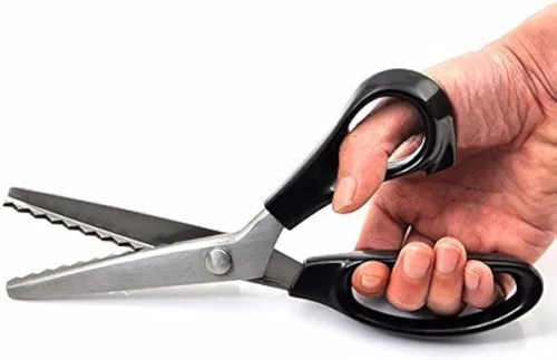 Miniatura 7 de Cizallas de borde festoneado y dientes ondulados, tijeras multifuncionales de acero inoxidable para sastre, tijeras profesionales de corte