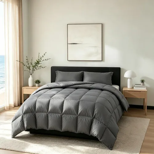 Miniatura 10 de Edredón de Fibra de Plumón Pesado Tamaño King Extragrande - Relleno de Edredón de Invierno Más Grueso Estilo Hotel de Alto Poder de Relleno para Gris