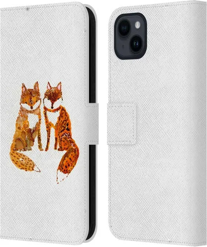 Miniatura 14 de Head Case Designs Officially Licensed Wyanne Blue Watercolour Bear Animals 2 Leather Wallet Case Compatible with Apple iPhone 15 Plus