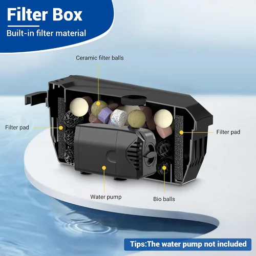Miniatura 2 de NFESOLAR Filtro de estanque pequeño para estanques al aire libre, tanque de peces de 50 a 600 galones, caja de filtro protege la bomba sumergible