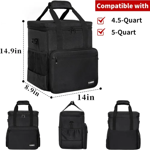 Miniatura 2 de TORIBIO Bolsa de almacenamiento para batidora de cocina compatible con KitchenAid y accesorios extra, bolsa/estuche portátil para batidora de 4.5