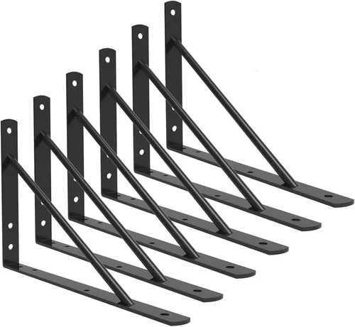Miniatura 9 de Soportes de estante de metal resistente de 12 pulgadas, soporte flotante de hierro rústico industrial para estantes abiertos, soportes en L