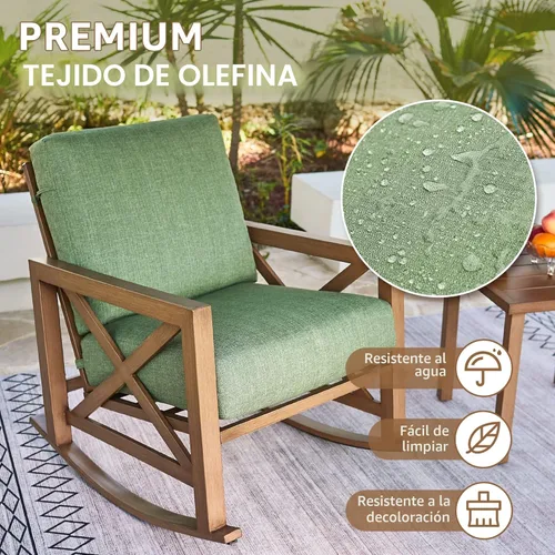 Miniatura 3 de NATURAL EXPRESSIONS Juego de Bistró Mecedora, Juego de 3 Piezas de Muebles de Conversación para Patio Exterior con 2 Mecedoras y 1 Mesa de Centro