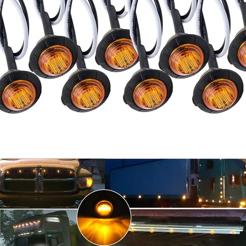 Miniatura 2 de 10 luces de marcador LED ámbar de 3/4 pulgadas, luz LED de marcador de remolque, luz LED de marcador de bala, luz indicadora de identificación