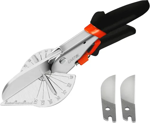GARTOL Tijeras de Inglete - Tijeras Multifuncionales de Canalización para Corte Angular de Molduras y Acabados, Ajustables de 45 a 135 Grados,