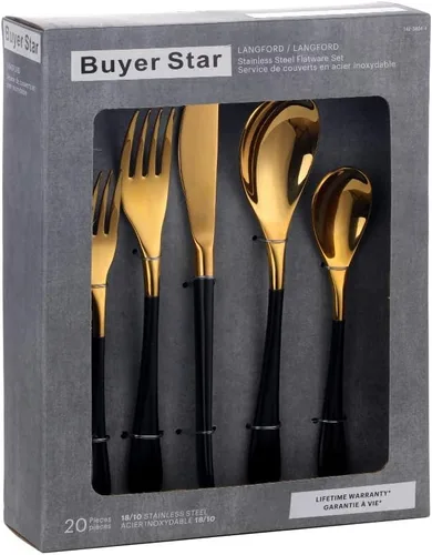 Miniatura 6 de YDware - Juego de 20 cubiertos de acero inoxidable para 4, cucharas, tenedores de postre, cuchillos, juego de cubiertos, kit de cena, 5 piezas