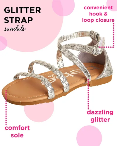 Miniatura 2 de bebe Sandalias para niñas pequeñas Sandalias de gladiador de cuero sintético trenzado con purpurina (5T-10T)