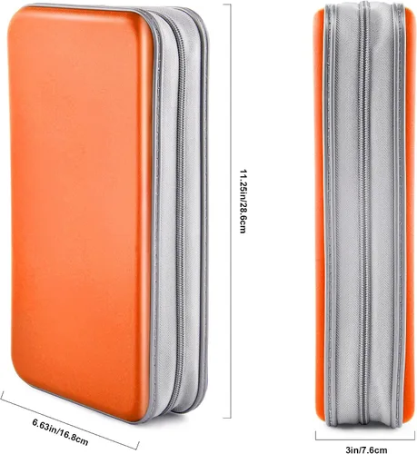 Miniatura 6 de Funda para CD, 80 de capacidad, DVD, VCD, multimedia, Blu-ray, soporte para cartera, organizador de almacenamiento (naranja)