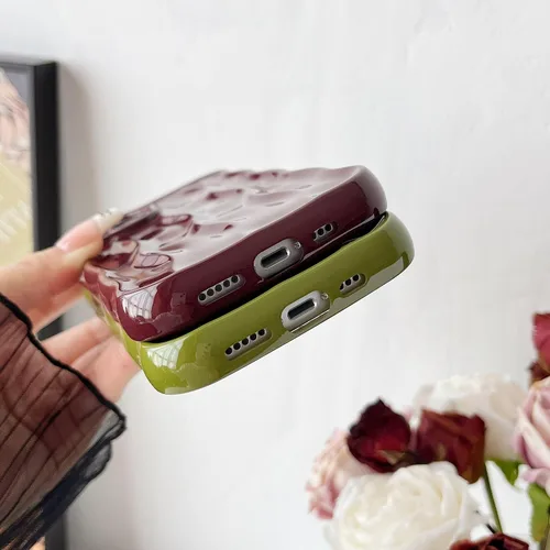 Miniatura 6 de Caseative Funda para iPhone 14, patrón de ondulación de agua, marco de onda rizada, funda suave para teléfono (verde)