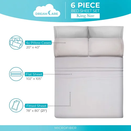 Miniatura 429 de DREAMCARE Juego de sábanas Queen – 6 piezas Sábanas de enfriamiento – hasta 15” Sábanas profundas tamaño Queen – Colección 2500 Supreme – Extra 03